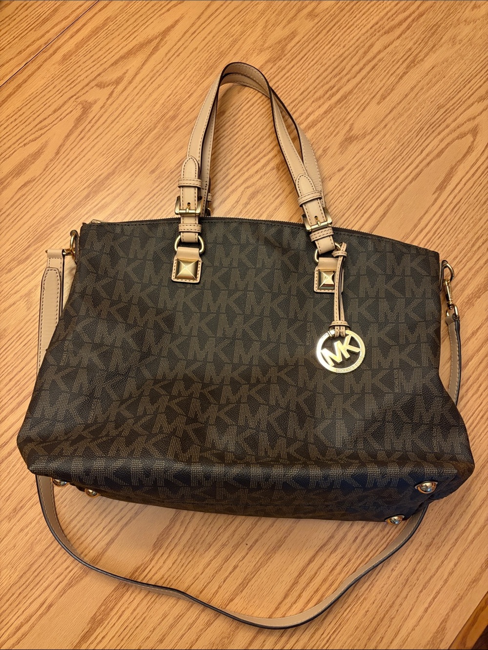 Michael Kors Brown and Beige Signature MK Tote/Purse/Bag- very clean